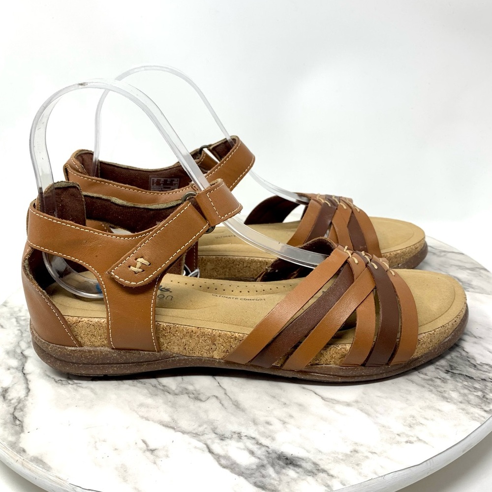 Clarks Roseville Cove Multi Strap Comfort Brown Leather Sandals 9.5 Bohemian - Picture 2 of 16